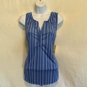C-78 Love Potion NWT Blue &‎ White Stripe Sleeveless Pullover Summer Blouse